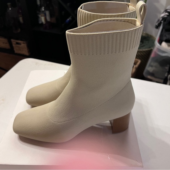 Quince Eco Knit Heeled Sock Bootie Almond Sustainable  - HOLIDAY SPECIAL - Picture 3 of 11